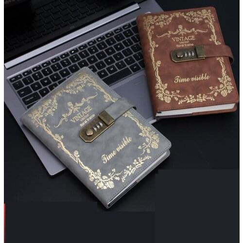 Retro Office Book Agenda 2021 A5 Password Notebook Diary with Coded Lock Portable Booklet Small Fresh European