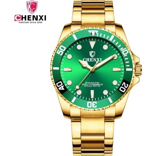 CHENXI fashion Men Quartz Watches Men Gold WristWatches Top Brand Luxury Male Clock IPG Waterproof Golden Steel wrist Watches
