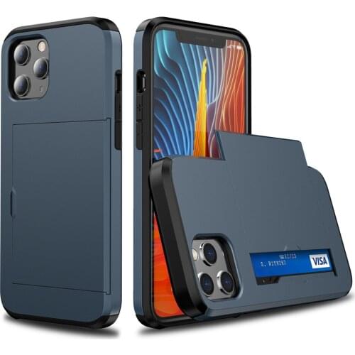 Armor Slide Card Case Funda For iPhone 12 13 Mini 11 Pro Max X XS XR 7 8 6 6S Plus SE 2020 13Pro Card Slots Holder Cover Cases