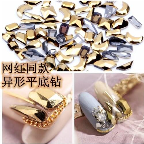 Nail Art Mine Golden Shaped Diamond Flat-bottomed Nail Diamond Punk Scenery Nail Treatment Nail Decoration