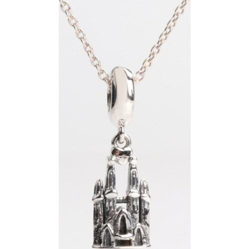 DoDoFly S925 sterling silver vintage castle pendant wild bracelet charm pendant Fit Original Charms Necklace