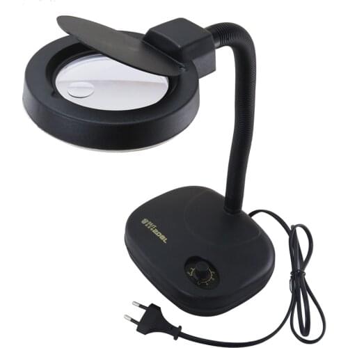Electronic Magnifying Glasses Table Lamp Magnifier LED Lights 5X/ 10X Magnification with Adjustable Brightness and Height