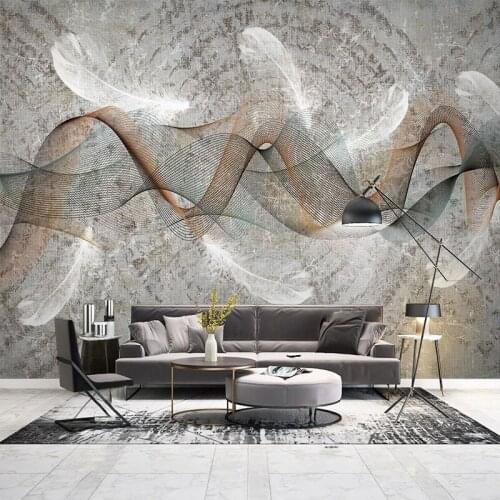 Custom Mural Wallpaper Modern Abstract 3D Feather Line Retro Living Room TV Sofa Background Wall Mural Papel De Parede 3D Sala
