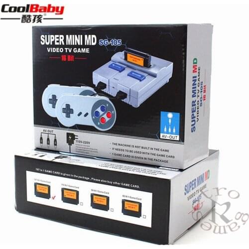 2018 SPUER mini MD16 SG-105 16BIT AV output family games TV video game console with free 167 sega games can insert games card