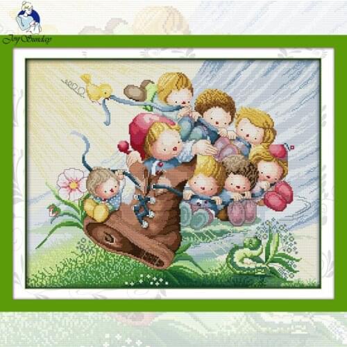 GG Thumb Tom Counted or Stamped Cross Stitch 11CT14CT DIY Kit Needlework Embroidery Cartoon Joy Sunday Cross Stitch Set for Kids