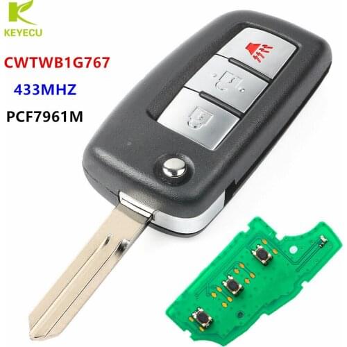 KEYECU OEM/Replacement Flip Remote Key 3 Buttons 433MHz PCF7961M for Nissan Rogue 2014-2018 CWTWB1G767 TWB1G767 28268-4CB1A