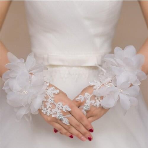 Bridal Lace Floar Gloves Wedding Dress Accessories Gloves Dew Fingerless For Bride Long Glove New Charming