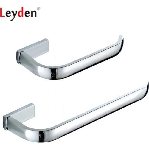Leyden Chrome Brass 2pcs Towel Ring Holder Toilet Paper Holder Tissue Holder Toilet Roll Paper Holder Bathroom Accessories Set