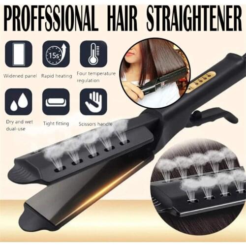 New Steam Hair Straightener 4 Gears Fast Warm-Up Adjustment Ceramic Tourmaline Ionic Flat Iron Professional Hair Straightening