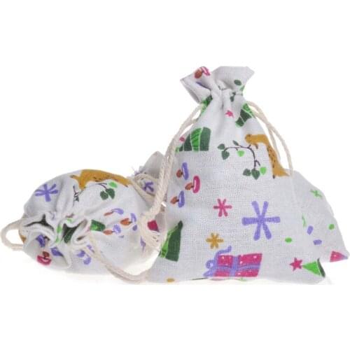 Creative Personality Gift Bags Vintage Drawstring Printed Cotton Bags Gold and Silver Jewelery Packaging Bags,Christmas/Wedding