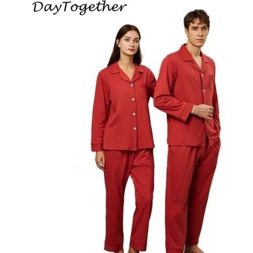 Couple Seepwear Women Comfortable Long Sleeve Cardigan Lovers Pajamas Set Men Plus Size Cotton Home Pants Clothes