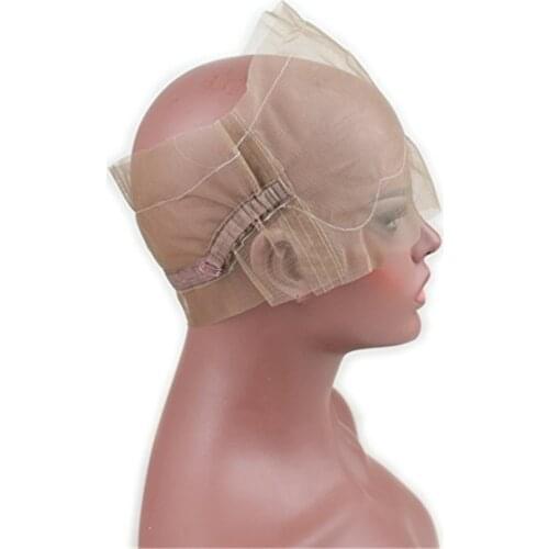 360 Lace Wig Cap for Making Wigs Swiss and French Lace Hair Net with ear to ear Stretch Medium Brown Color for Wig Making