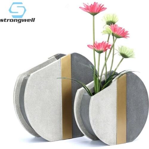 Strongwell Modern Stitching Semicircle Vase Decoration Crafts Flower Arrangement Home Decor Ornament Room Display Furnishings