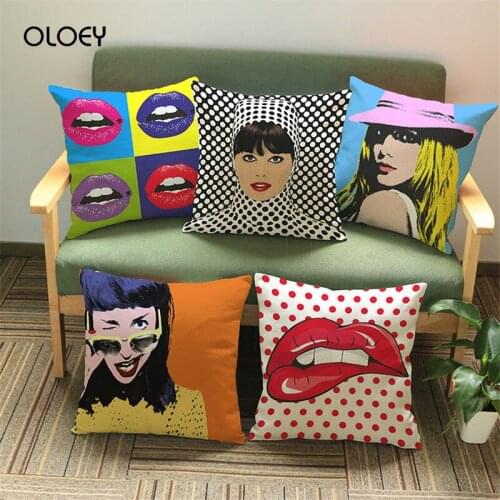 Pop Art Pillowcase Decorative Pillowcase Beauty Lipstick Chair Seat Square Car Pillowcase Home Life Textile Soft and Comfortable