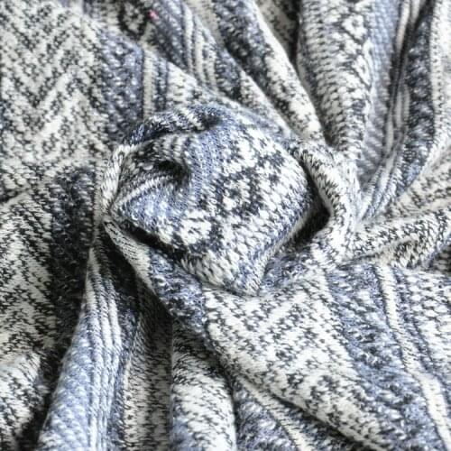 Gray-white striped wool fabric autumn and winter sweater suit skirt clothes apparel fabric