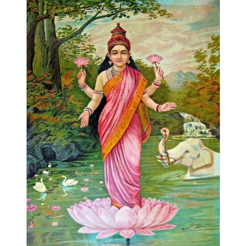Goddess Lakshmi Art Film Print Silk Poster Home Wall Decor 24x36inch