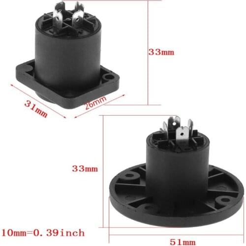 T3EE 4PCS Jack Panel Socket Connector 4 Speaker Twist Lock Round Square Mount for Neutrik Speakon NL4MP NL4MPR NL4FC