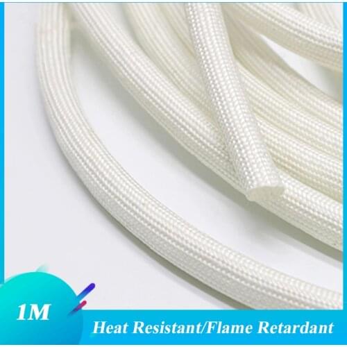 1M 1-25mm Diameter 600 Deg High Temperature Braided Soft Chemical Fiber Tubing Insulation Cable Sleeving Fiberglass Tube