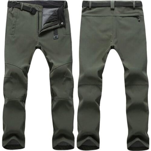Waterproof Outdoor Camping&hiking Pants Fleece Windproof Skiing Trousers Warm Winter Men Soft Shell Pants Travel