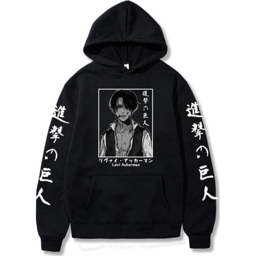 Japanese Anime Graphic Hoodies Attack on Titan Hoodie Harajuku Sweatshirt Pullover Unisex Male