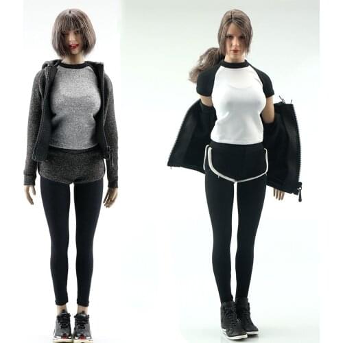 Spot 1/6 female soldier FA007 clothes yoga clothes fitness clothes suit black for 12 inch action figure body