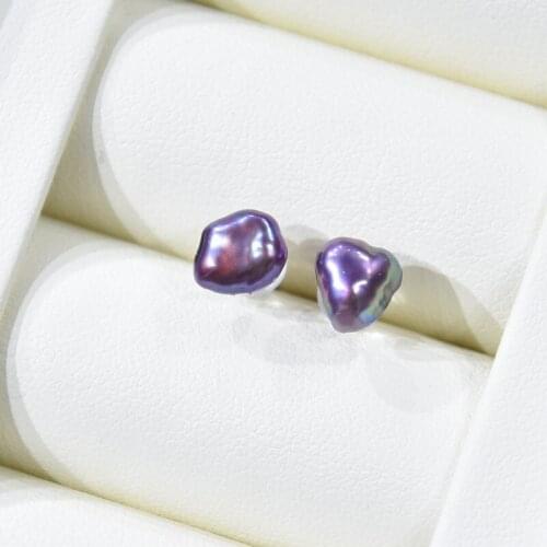 925 Sterling Silver Natural Freshwater Baroque Keshi Mini Purple Pearl Stud Luxury Charming Earrings Jewelry for Women Gift New