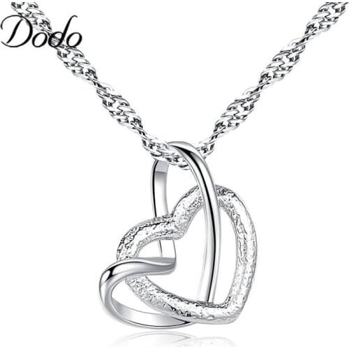 585 White Gold Color Double Heart Pendant Necklace Clavicle Elegant Lady Heart Pendant Love Scrub Heart Shaped Hot Necklace N158