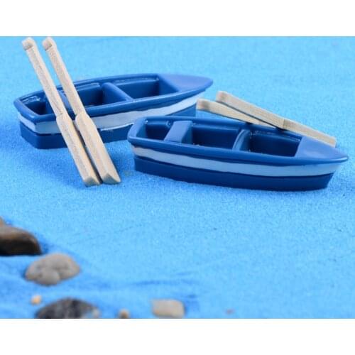 1pcs Boat And 2pcs Oar Ornaments Ornaments Boat DIY Dollhouse Decor Fairy Garden Miniatures Ocean Fairy Garden Supplies