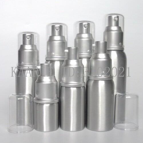 1pcs high-grade 150/200/250/300ml Aluminum empty packing bottle press lotion cosmetic Emulsion Pump Vials Sample subpackage