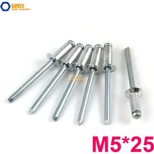 100 Pieces M5*25 Aluminum Countersunk Blind Rivet Pop Rivet Open End
