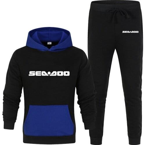 2021 Sea Doo Seadoo Moto Mens TightFashion Sportswear Color Stitching Print Sweater Jogging Comfortable Custom 2 Set Hooded