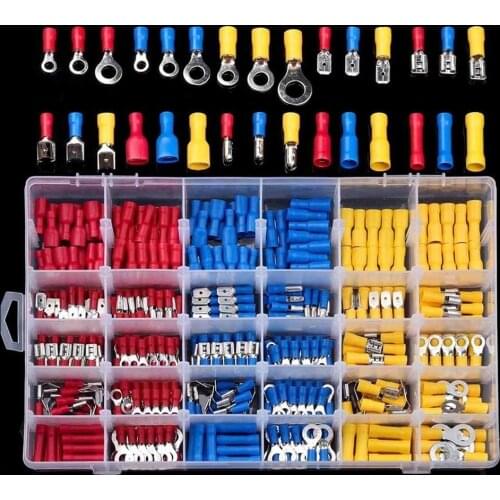 280/373/480PCS Insulated Cable Butt Splice Connector Electrical Wire Crimp Spade Ring Fork Ring Lugs Rolled Terminals Kit