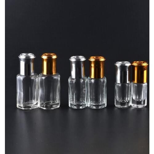 3ML 6ML 10ML Octagonal Glass Roll On Aroma Bottles Refillable Metal Ball Perfume Essential Oil Packing Vials lin5125