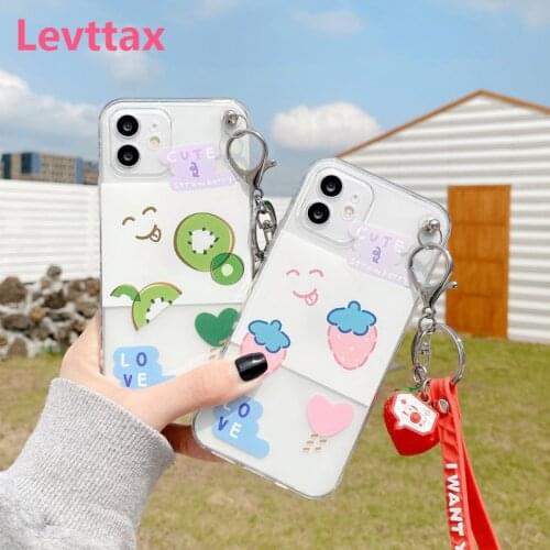 Fruit 3D Strawberry Lemon Pendant Case For iPhone 12mini 11 Pro Max Ins Korea Back Cover Funda For iphone X XS XR 7 8 Plus