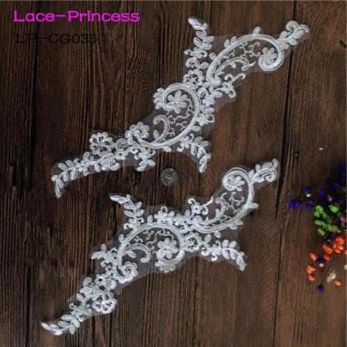 5 pairs 30cm*10cm LP-CG035 DIY lace wedding dress applique accessories bridal headdres white lace collar lace fabric patch
