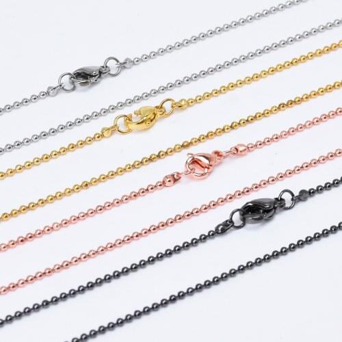 18" Stainless Steel Ball Chain Necklace 1.5mm bead chain Necklaces with Lobster Clasp Jewelry Making Findings 5pcs