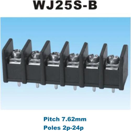 5pcs Pitch 7.62mm Barrier Screw PCB Terminal Block Straight Pin 2P 3P 4P 5P 6P morsettiera connectors bornier 300V 15A 14AWG
