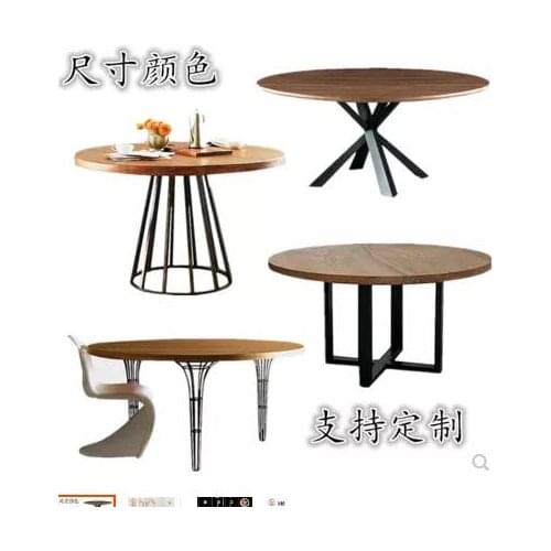 American retro solid wood round table dining table simple modern small apartment restaurant round table cafe negotiation table