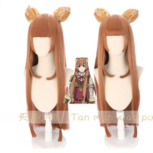 Anime The Rising of the Shield Hero Raphtalia Tate no Yuusha no Nariagari Coati Flax Brown Hair Wig with Ears Clip Cosplay New