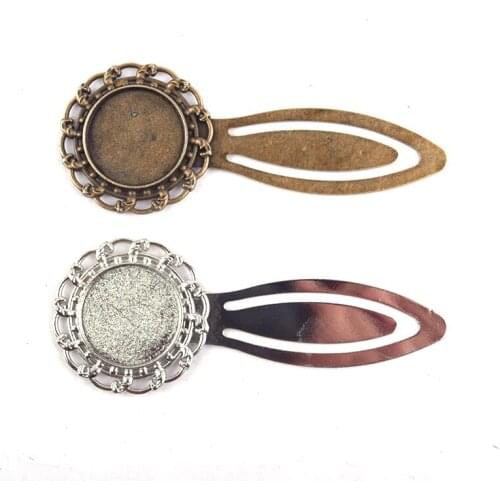 Antique Bronze/Silver Round Cameo Cabochon Base Setting Bookmark Fitting 20mm Round Glass Cabochon Help Markbook