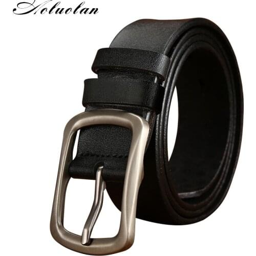 Aoluolan Authentic mens leather business fashion belt pin buckle new buckle free shipping high quality cowhide wild belt