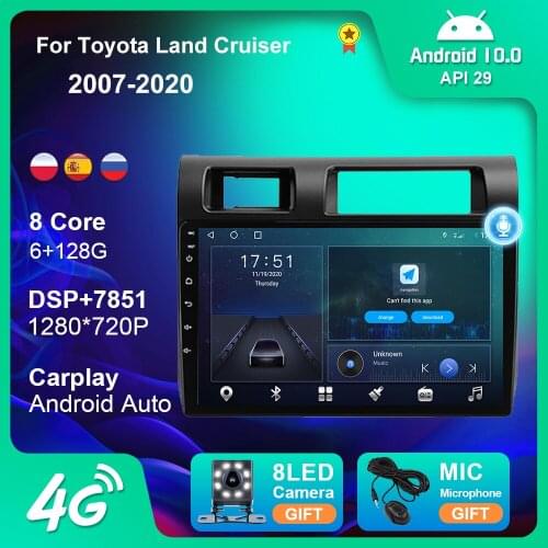 6+128G Android 10 Car 4G WIFI Radio Navigation GPS For Toyota Land Cruiser 2007-2020 Multimedia Player Radio 2 Din DVD Carplay