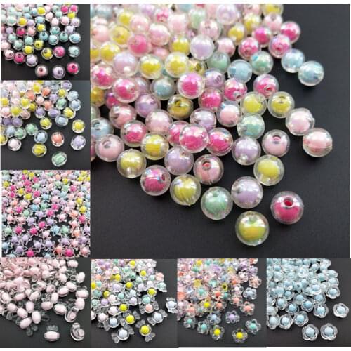 8Kinds Acrylic Beads Color Clear With Hole Spacer Bead Children DIY Handmade Necklace Bracelet Jewelry Making Accessories