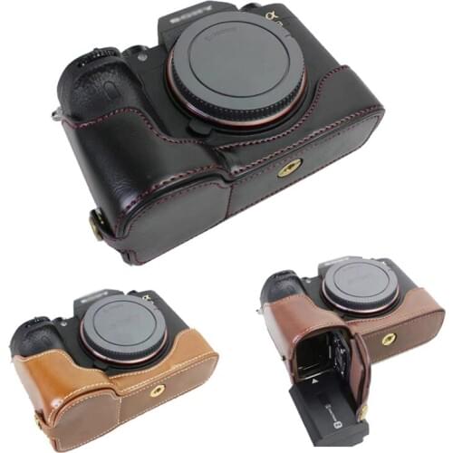 PU Leather Camera Case Half body Cover For Sony ILCE-9 A9 A7mark3 A7III dslr bag With Battery Opening