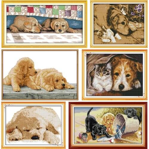 Joy Sunday Stamped Cross Stit ChIntimate Partner Patterns 14CT 11CT Print Counted Handmade Embroidery Needlework Decoration Sets