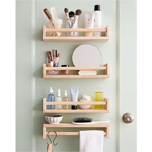 Wood Bathroom Rack Organizer Kitchen Rack Spice 4 Gang, decoration shelf, home decor,wall decor,room decoration,Étagères,room