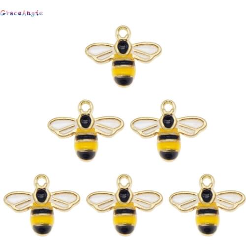 20Pcs enamel bees charms for jewelry making Earrings necklace Animal crafting charm fashion pendant diy findings