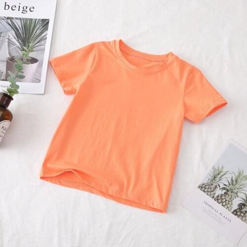 Baby Girls T-Shirt New Summer Casual Tops Children T-Shirt Outfits Boys Short Sleeve Tees Clothes Fashion Suits Orange Shirts