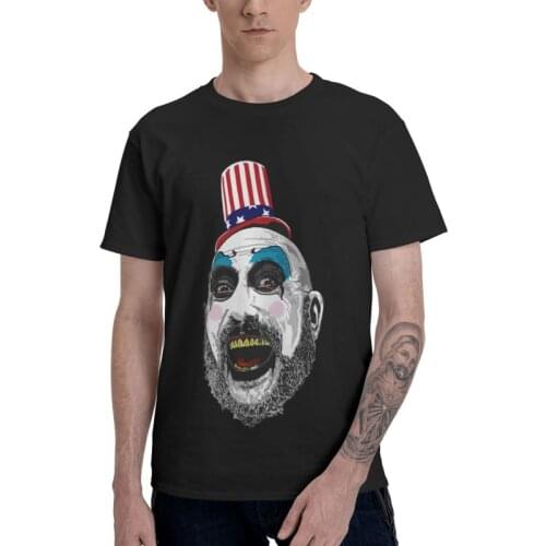 Mens Streetwear Captain Spaulding T-Shirt Cool Horror Film House of 1000 Corpses Tshirt Short Sleeve T Shirt 100% Cotton Tee