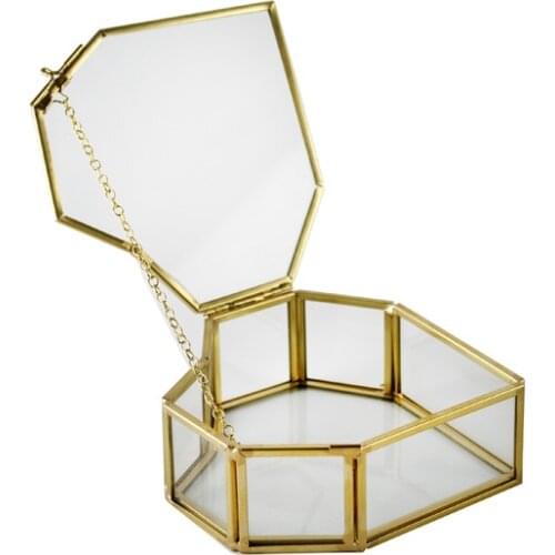 Geometric Terrarium Storage Lash Glass Packaging for Cosmetics Cosmetic European Style Simple Small Craft Jewelry Box